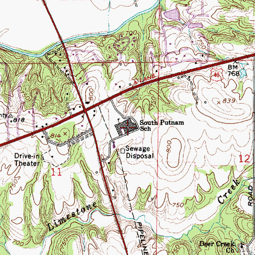 Topographic Map of South Putnam High School, IN