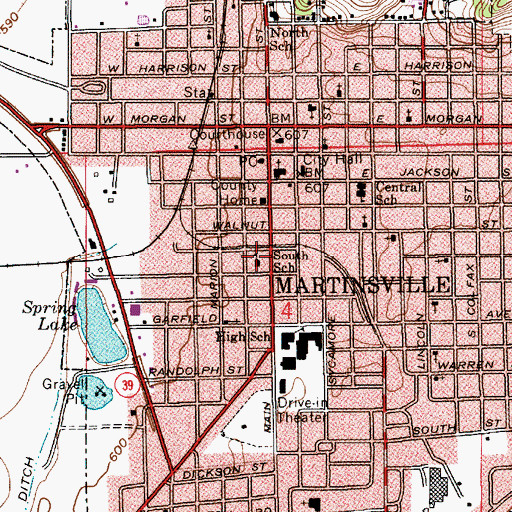 Topographic Map of South School, IN