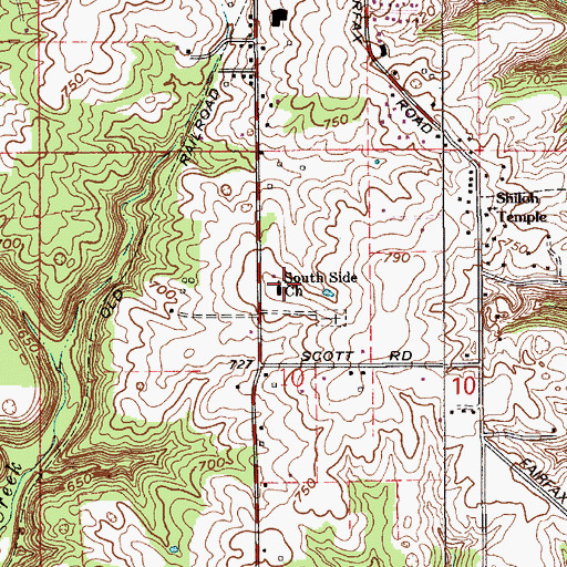 Topographic Map of South Side Church, IN