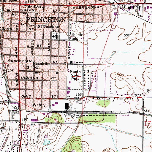 Topographic Map of South Side Park, IN