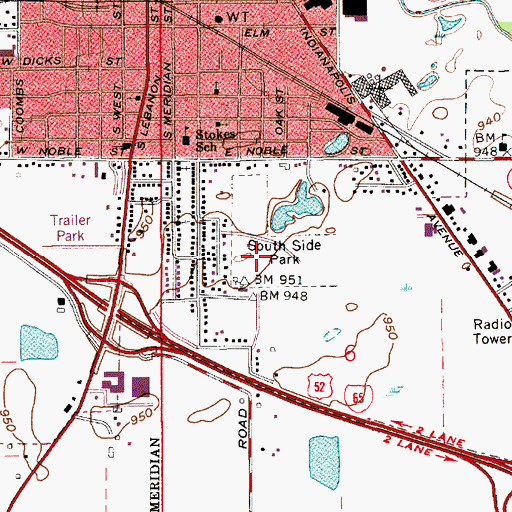 Topographic Map of South Side Park, IN