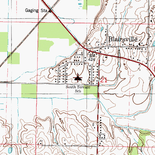 Topographic Map of South Terrace Elementary School, IN