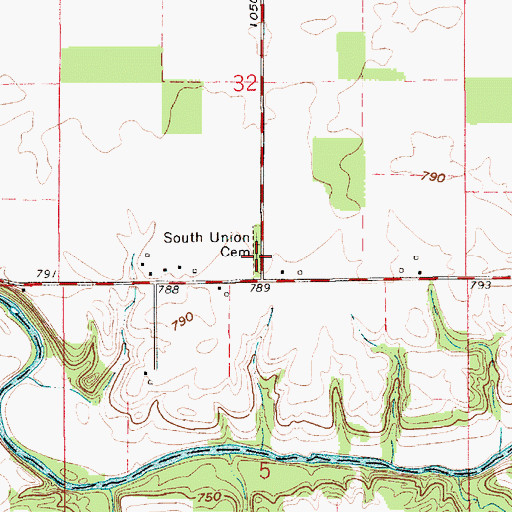 Topographic Map of South Union Cemetery, IN