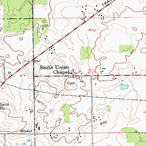 Topographic Map of South Union Chapel, IN