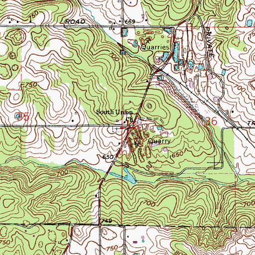 Topographic Map of South Union Church, IN