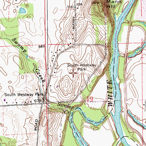 Topographic Map of South Westway Park, IN
