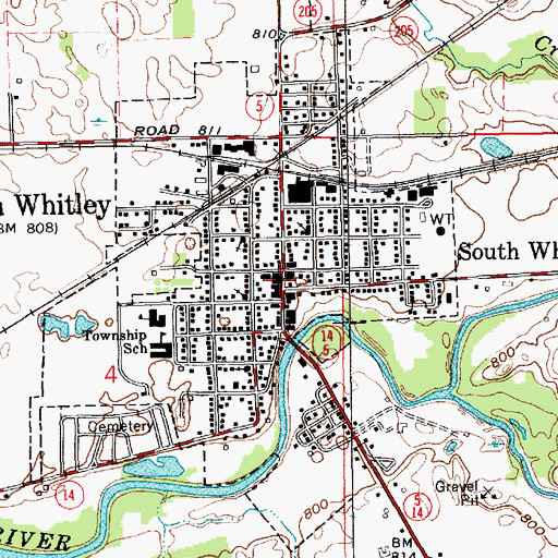 Topographic Map of South Whitley, IN