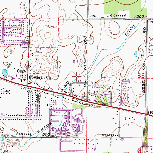 Topographic Map of South Willow Pond Ditch, IN