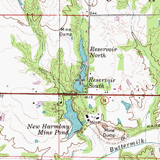 Topographic Map of Reservoir South, IN