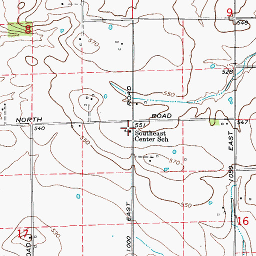 Topographic Map of Southeast Center School, IN