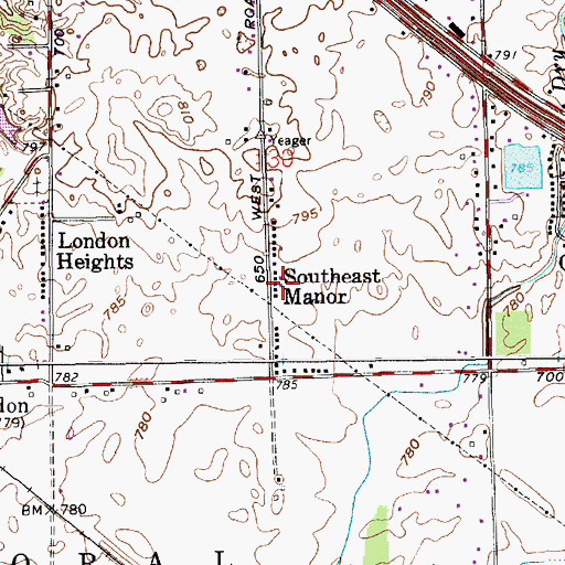 Topographic Map of Southeast Manor, IN