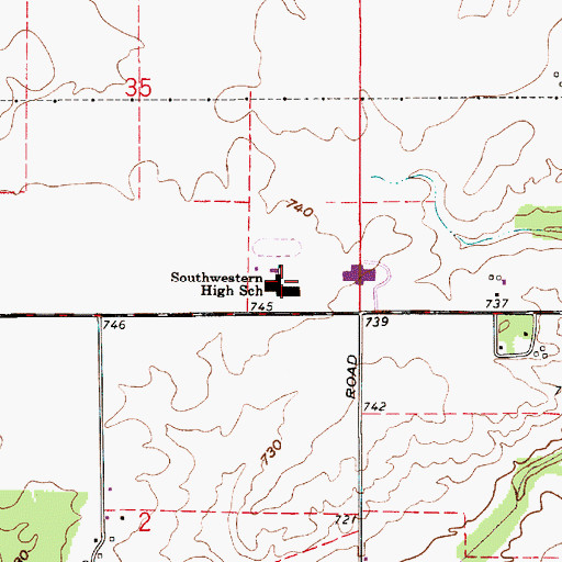 Topographic Map of Southwestern Junior High School, IN