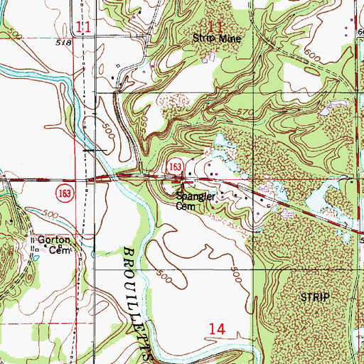Topographic Map of Spangler Cemetery, IN