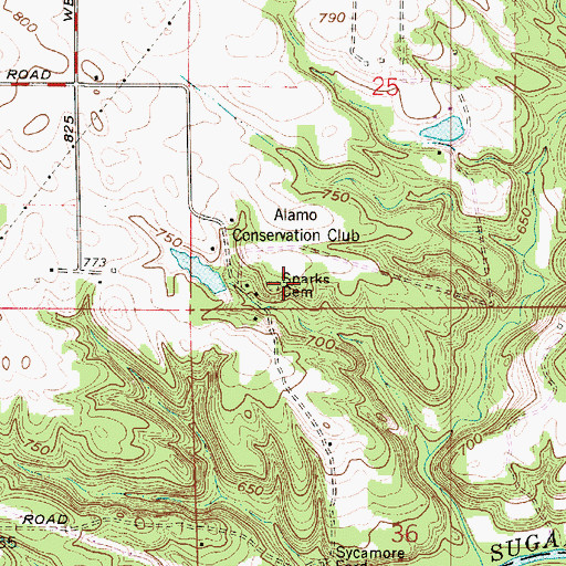Topographic Map of Sparks Cemetery, IN