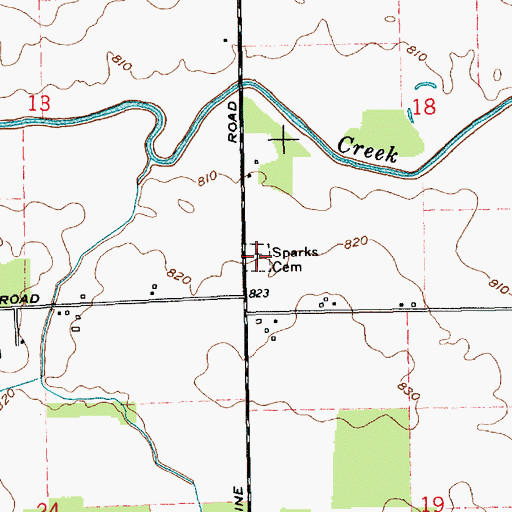 Topographic Map of Sparks Cemetery, IN