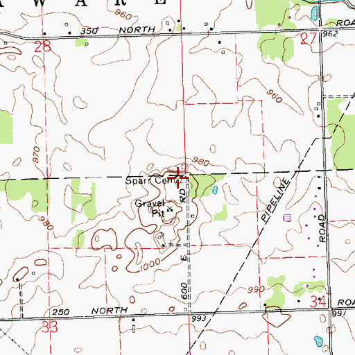 Topographic Map of Sparr Cemetery, IN