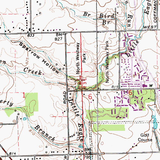 Topographic Map of Sparrow Hollow, IN