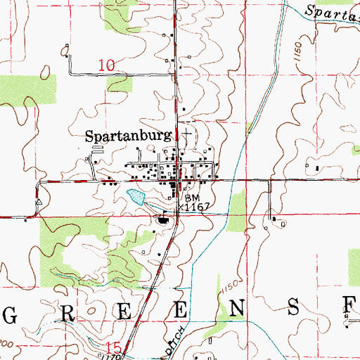 Topographic Map of Spartanburg, IN