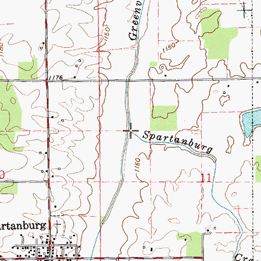 Topographic Map of Spartanburg Creek, IN