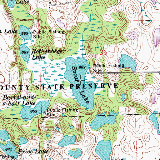 Topographic Map of Spear Lake, IN