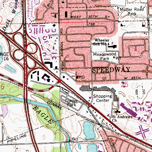 Topographic Map of Speedway, IN