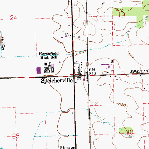 Topographic Map of Speicherville, IN