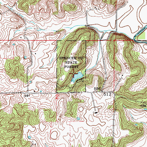 Topographic Map of Spencer County State Forest, IN