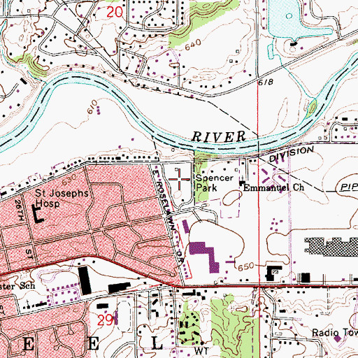 Topographic Map of Spencer Park, IN
