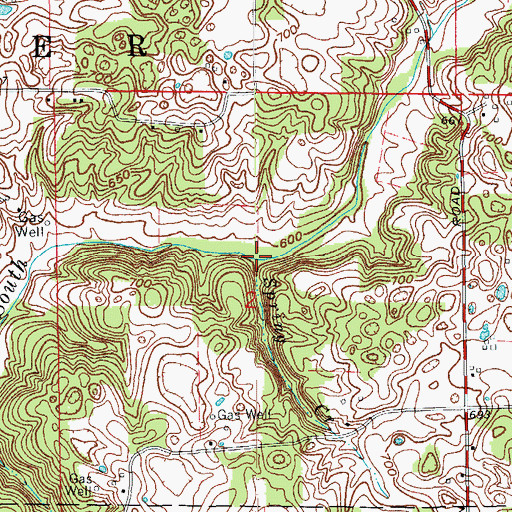 Topographic Map of Spring Creek, IN