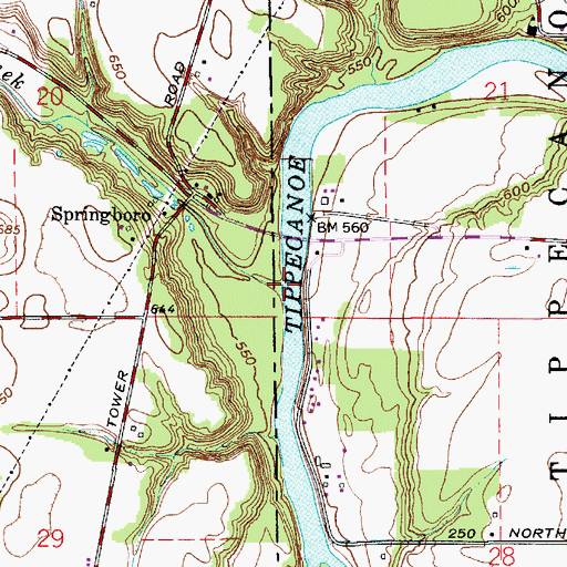 Topographic Map of Spring Creek, IN