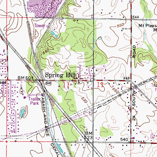 Topographic Map of Spring Hill, IN