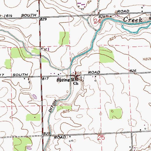 Topographic Map of Spring Hill Church, IN