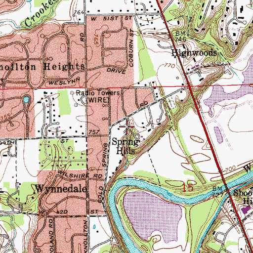 Topographic Map of Spring Hills, IN