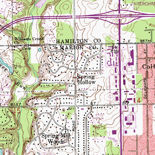 Topographic Map of Spring Hollow, IN