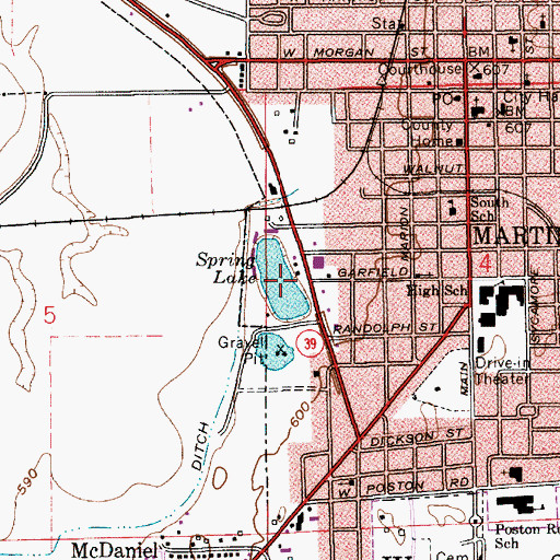 Topographic Map of Spring Lake, IN