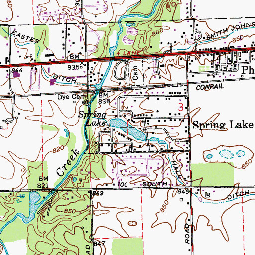 Topographic Map of Spring Lake, IN