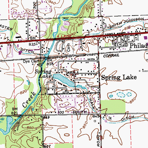 Topographic Map of Spring Lake, IN
