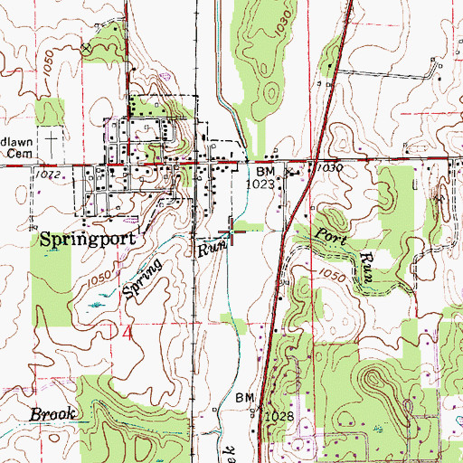 Topographic Map of Spring Run, IN