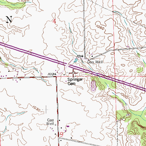 Topographic Map of Springer Cemetery, IN
