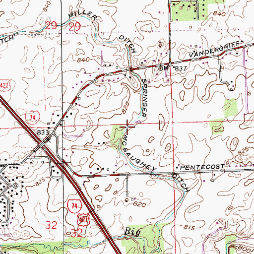 Topographic Map of Springer McGaughey Ditch, IN