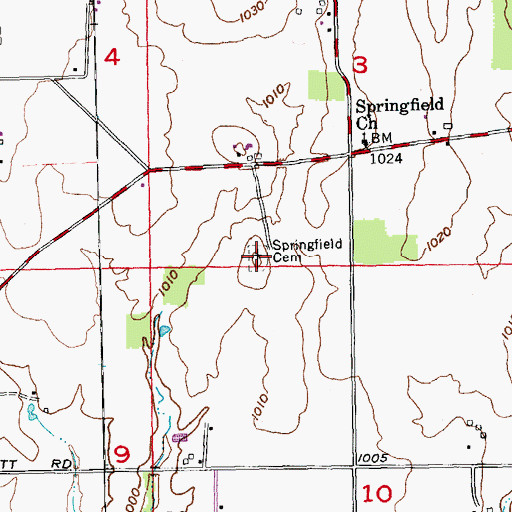Topographic Map of Springfield Cemetery, IN