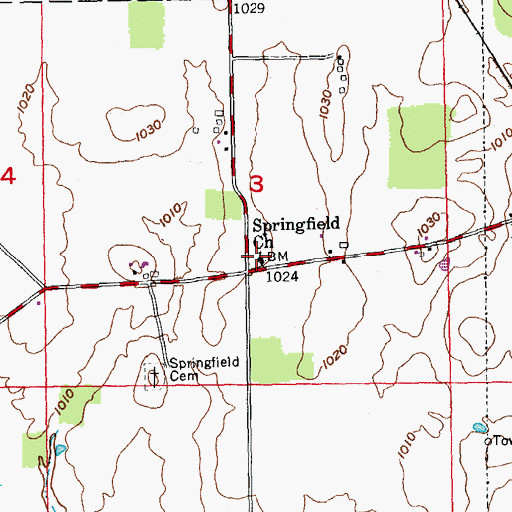Topographic Map of Springfield Church, IN