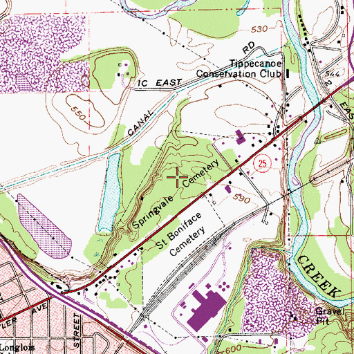 Topographic Map of Spring Vale Cemetery, IN