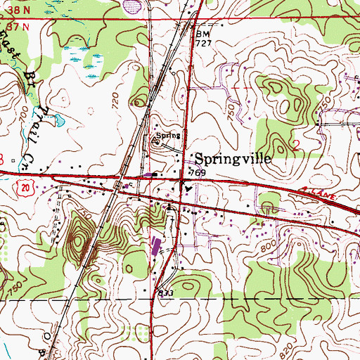 Topographic Map of Springville, IN