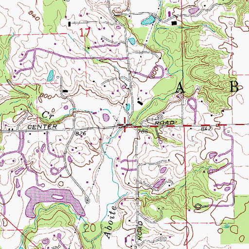 Topographic Map of Squaw Creek, IN