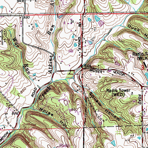 Topographic Map of Squaw Hollow, IN