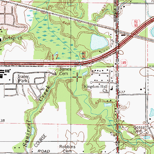Topographic Map of Squirrel Creek, IN