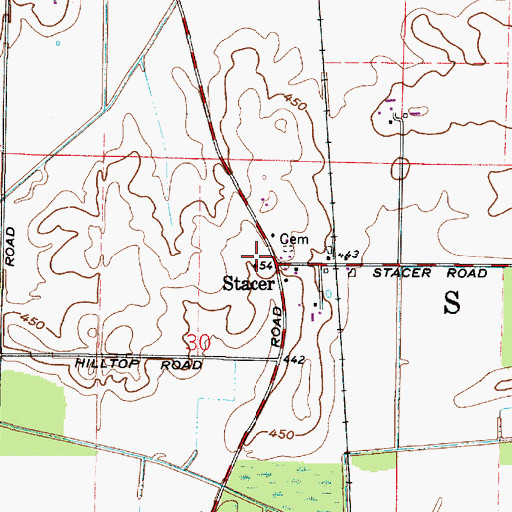 Topographic Map of Stacer, IN