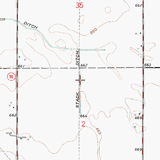 Topographic Map of Stack Ditch, IN