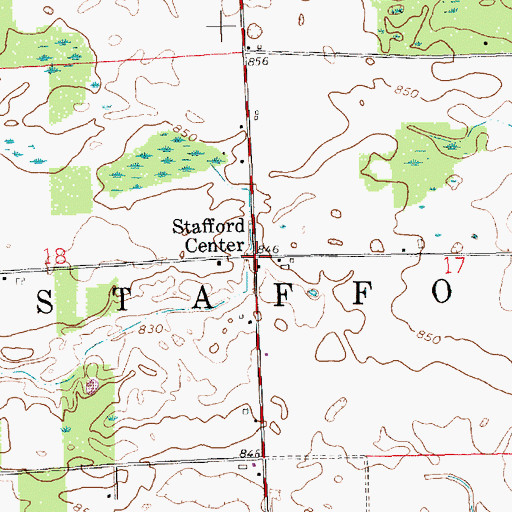 Topographic Map of Stafford Center, IN